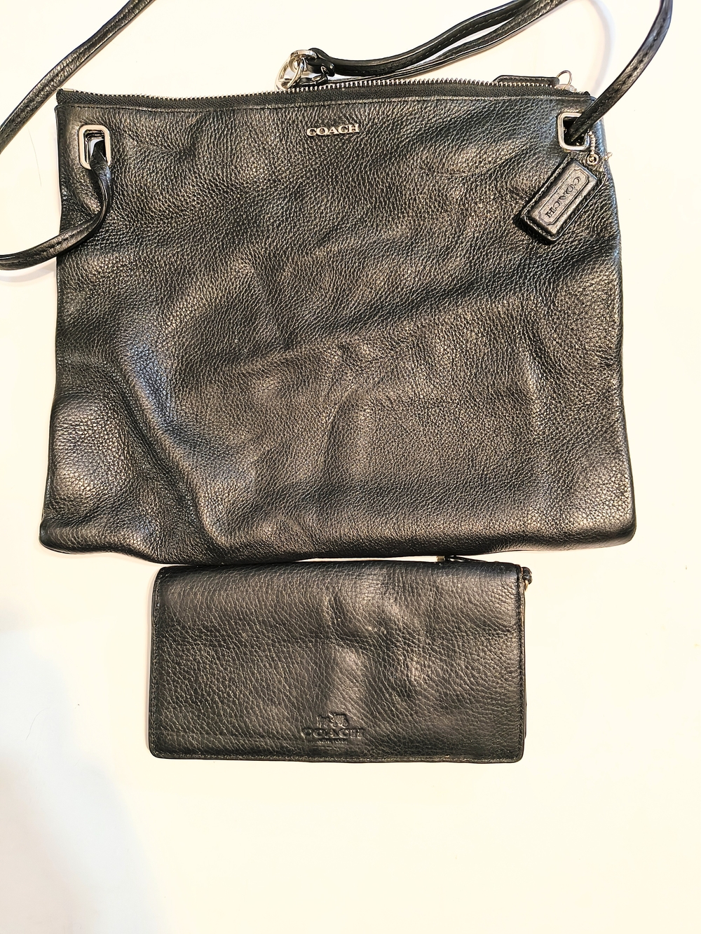 Coach Black Leather Crossbody Bag with Matching Wallet